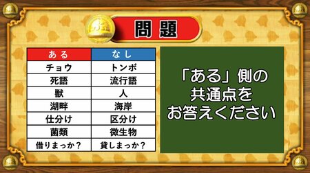 【おめざめ脳トレ】あるなしクイズ！「ある」側の共通点はなんでしょうか？【『クイズ！脳ベルSHOW』より】