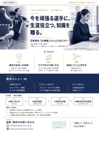 スポーツ界の挑戦を「AI教育」で支援する協賛プログラム『ナレッジスポンサー』を提供開始