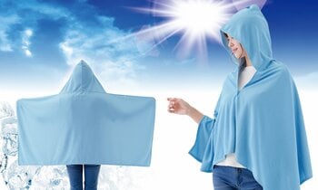 いつでもどこでも 涼しく快適！ぬらして、絞って、振るだけで何度でも冷たさを感じられるタオルポンチョ