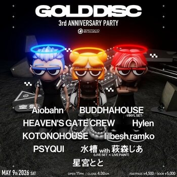 ZEROTOKYOの看板イベント【GOLD DISC】3rd ANNIVERSARY PARTYの開催が決定！