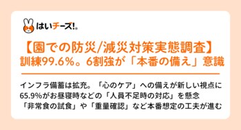 【東日本大震災から15年：園の防災・減災に関する実態調査】避難訓練の実施率は99.6％。今後は「本番想定の工夫」がより重要に