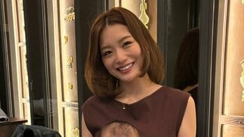 蜂谷晏海 夫・井戸田潤＆生後4ヶ月次男と34歳誕生日のお祝いランチ！キリッとおめめ＆ぷくぷくほっぺの次男に「師匠そっくり…」