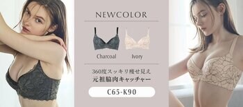 バツグンの補整力で不動の人気No.1。360度痩せ見え！シリーズ累計80万本突破の大人気ブラ「元祖脇肉キャッチャー 」から秋の新色チャコールとアイボリーが仲間入り