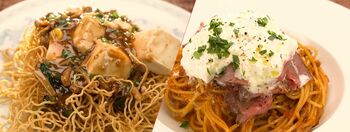 宮城県の新グルメは？トロトロマーボー揚げ焼きソバ×牛タン＆仙台牛にクリーミーチーズのパスタ【ＦＮＳご当地うま撮ＧＰ】 