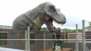 ジャングリア沖縄 体験取材！迫り来る“最凶の肉食恐竜”＆バギーで大自然を疾走 フジ高崎春アナも大興奮！