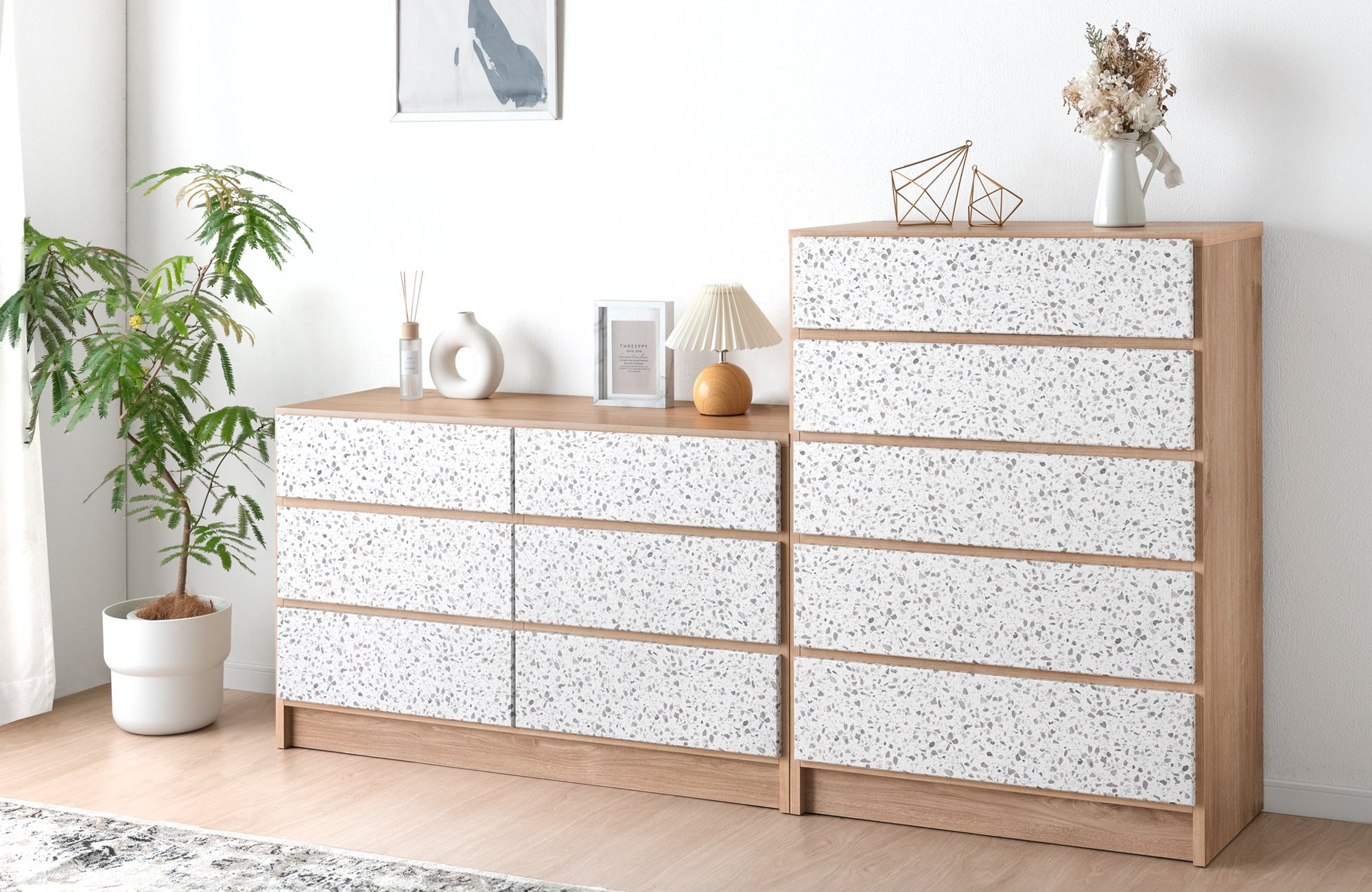 いま再注目を集めるトレンドデザイン“テラゾー柄”を取り入れた