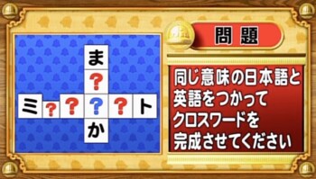 ＜『脳ベルSHOW』クイズ＞同じ意味を持つ日本語と英語でクロスワードを完成させよ！