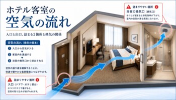 ホテル客室の「気流チェック」を全施工の標準工程に。禁煙化・リフレッシュ・空調洗浄のいずれでも吸気と排気を確認【株式会社HONU】