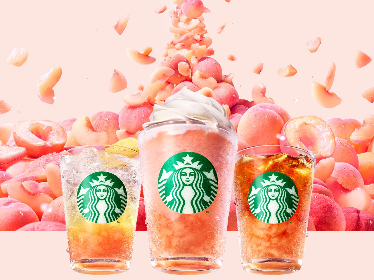 スタバの桃が6月24日に発売決定！とろける・シュワッ・ごろっと！贅沢な3種のピーチビバレッジが登場