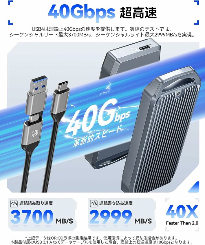 【今だけ35%OFF】ORICO USB4 NVMe ケース「M2V01-C4」