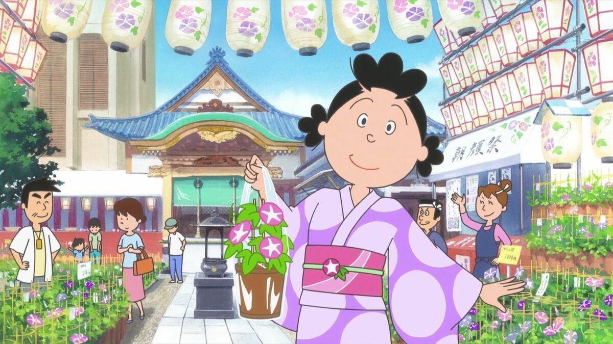 サザエさん』のオープニング一新！夏の東京をキュートな装いのサザエ