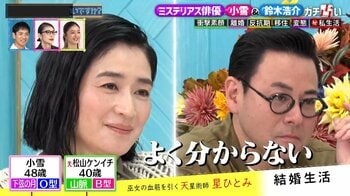 小雪 夫・松山ケンイチを「よく分からない」とバッサリ！子育てに疲れ果てた時期も…鈴木浩介は妻・大塚千弘に“捨てられる”鑑定！