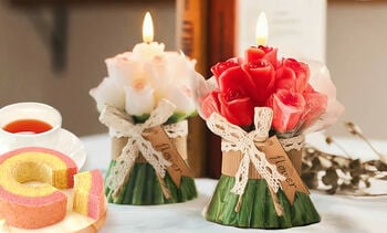 ～火を使わない安心の灯りで感謝を贈る母の日～　薔薇のLEDキャンドルライト×さつまいも＆苺バウムクーヘンのギフト新発売