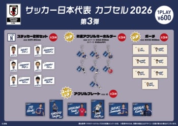あの夏、世界の舞台で戦った選手たちを手元に。「サッカー日本代表 カプセル 2026 第3弾」をキリンチャレンジカップ2026開催日の9月24日より発売