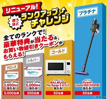 各ランク達成ごとに景品が当たる抽選権とクーポンがもらえる！セブン‐イレブンアプリで「買うほどランクアップチャレンジ」が3月も開催