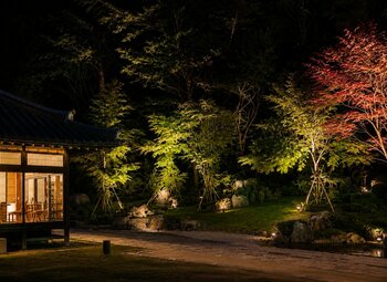 【町田】鶴川香山園に夜の新たな魅力　庭園を優しく彩るライトアップを開始