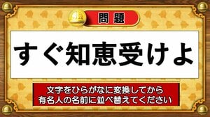 【おめざめ脳トレ】この文字を並べ替えると浮かび上がる有名人は誰でしょう？【『クイズ！脳ベルSHOW』より】